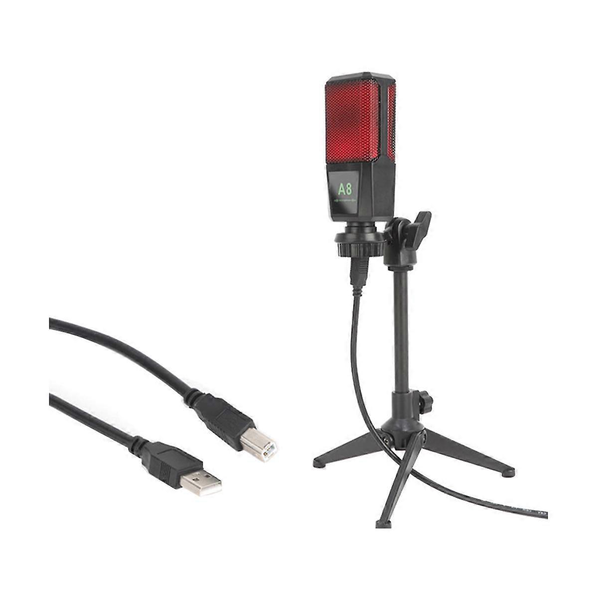 A8 USB Condenser Microphone Sound Podcast Studio Microphones with PC Stent for Computer PC A