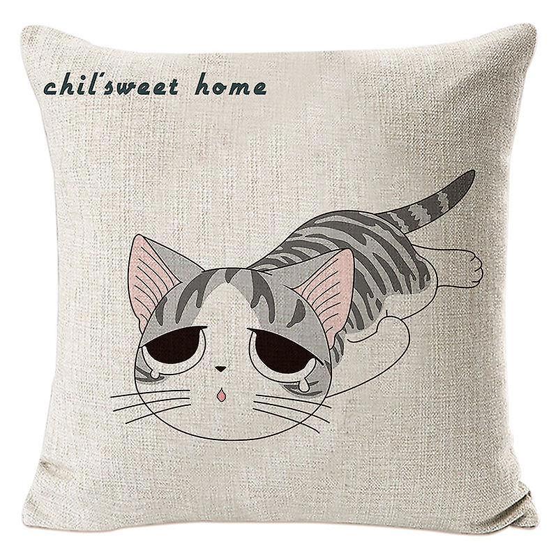 Cartoon Cat Pillow Case Sofa Car Cushion Linen Pillow Cover