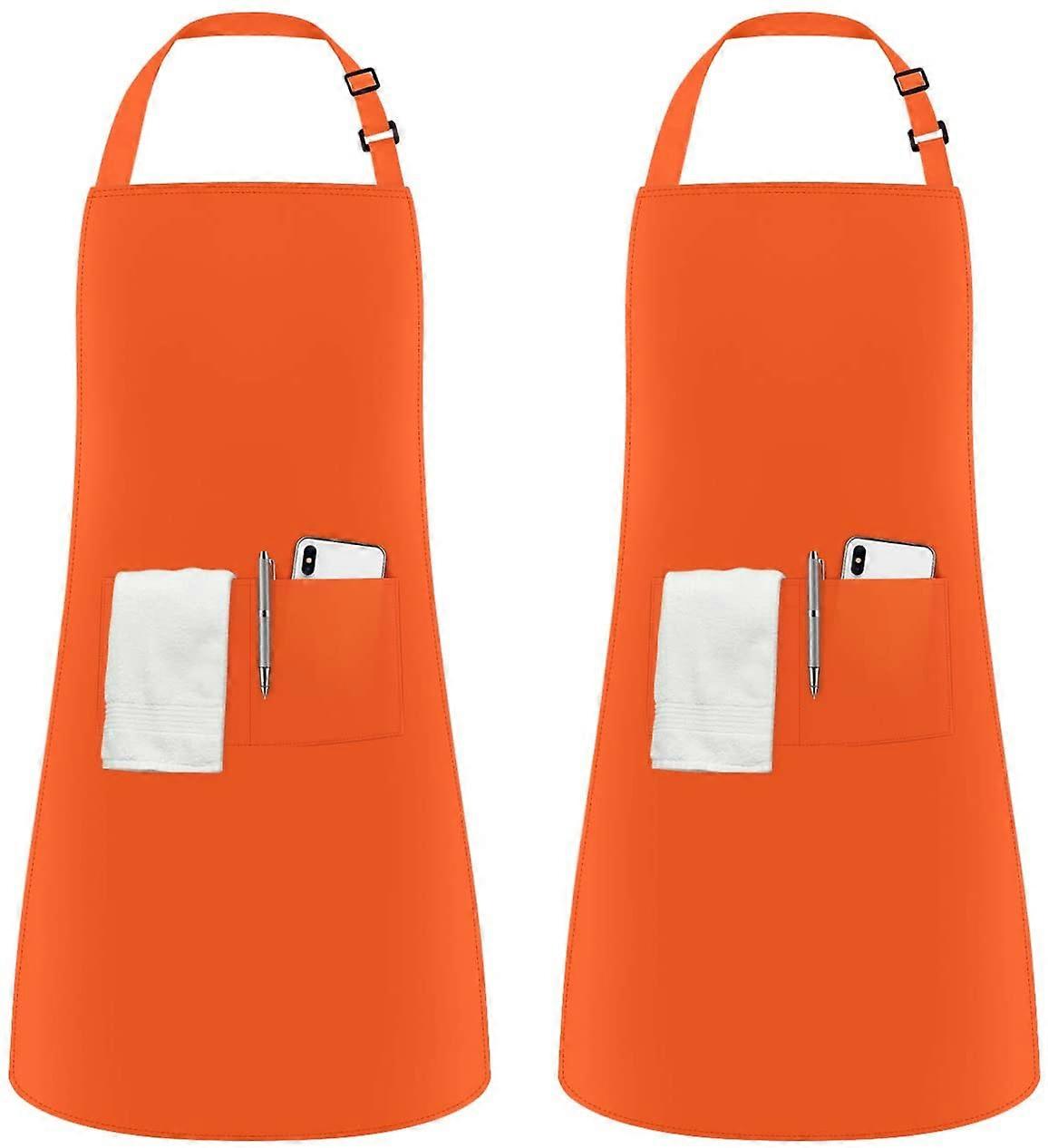 2Pcs Adjustable Apron with 2 Pockets Cooking Apron Kitchen Apron