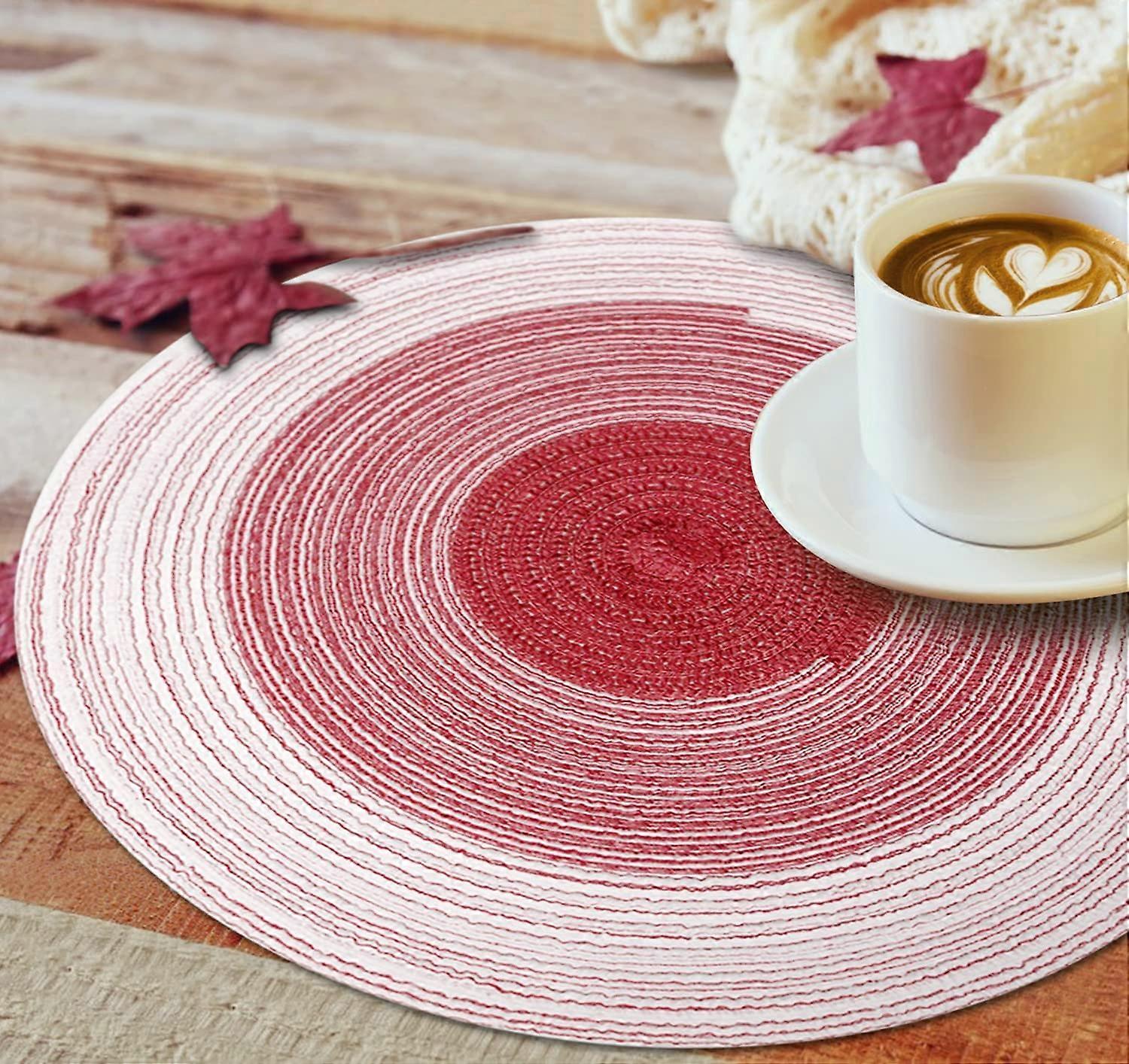 Dining Table Set of 4 Red Agate Round Placemats, The Placemats are Suitable for Holiday Parties, Family Gatherings and Daily Use, 36cm