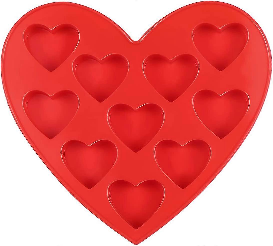 Silicone mold with 10 heart-shaped imprints for ice cubes, pralines, chocolates for Valentine's Day2 pieces