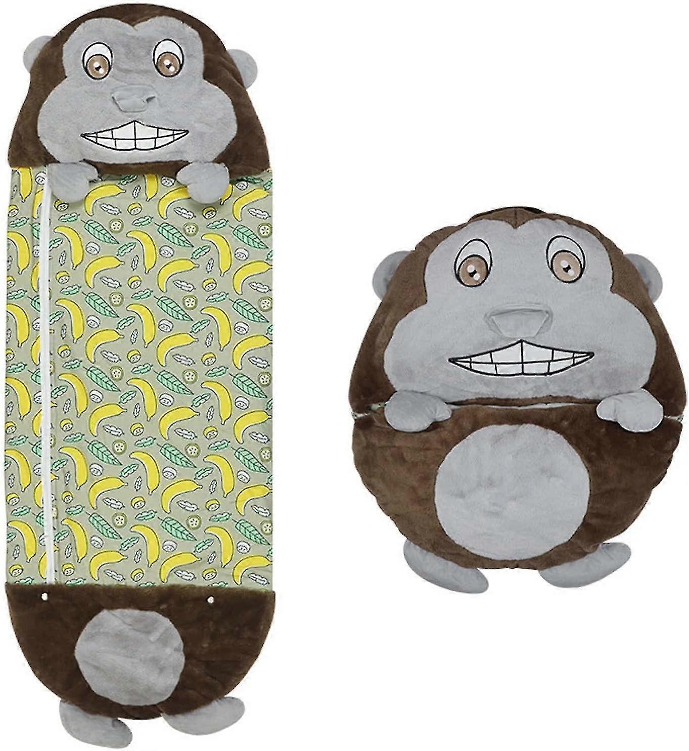 1pc Large Pillow And Sleeping Bag,soft Cartoon Animal 2 In 1,foldable Warm Camping,orangutans,137*50cm
