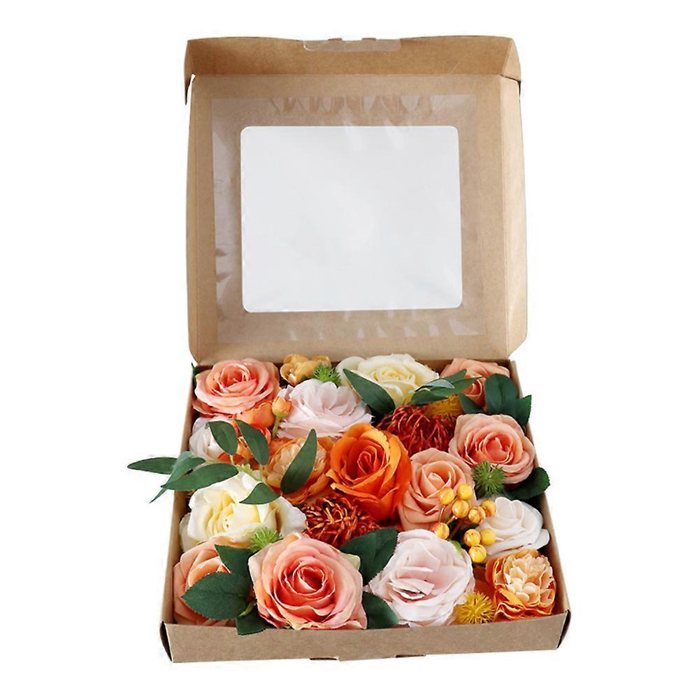 Artificial Flower Box Wedding Party Gift Box - Orange