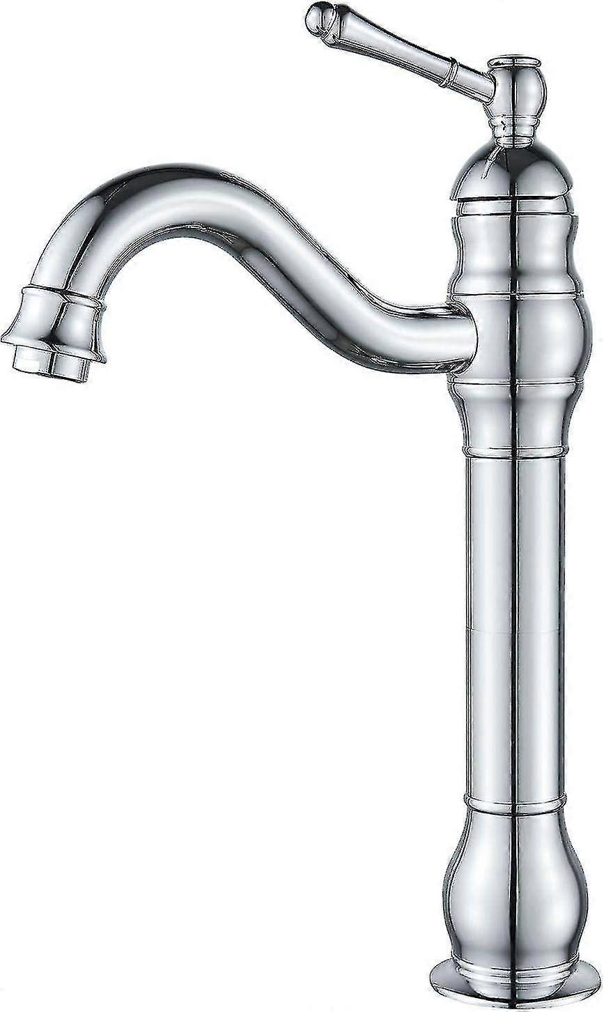 Rotatable 360 Tall Single Handle Bathroom Sink Faucet - Chrome Finish
