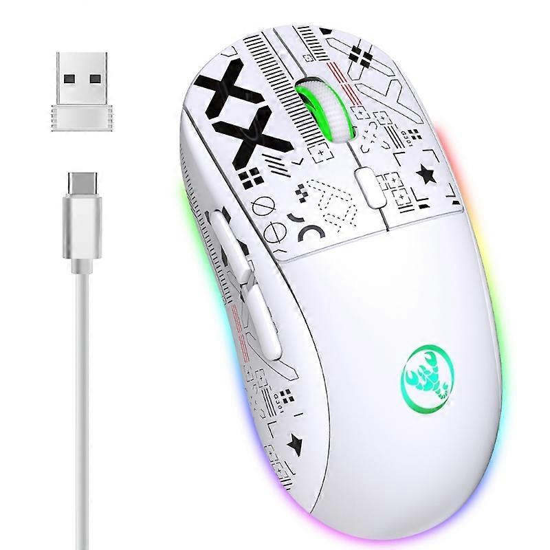 T90 Rechargeable Mouse 3-mode 2.4G- Wireless+Bluetooth-compatible 3600dpi RGB