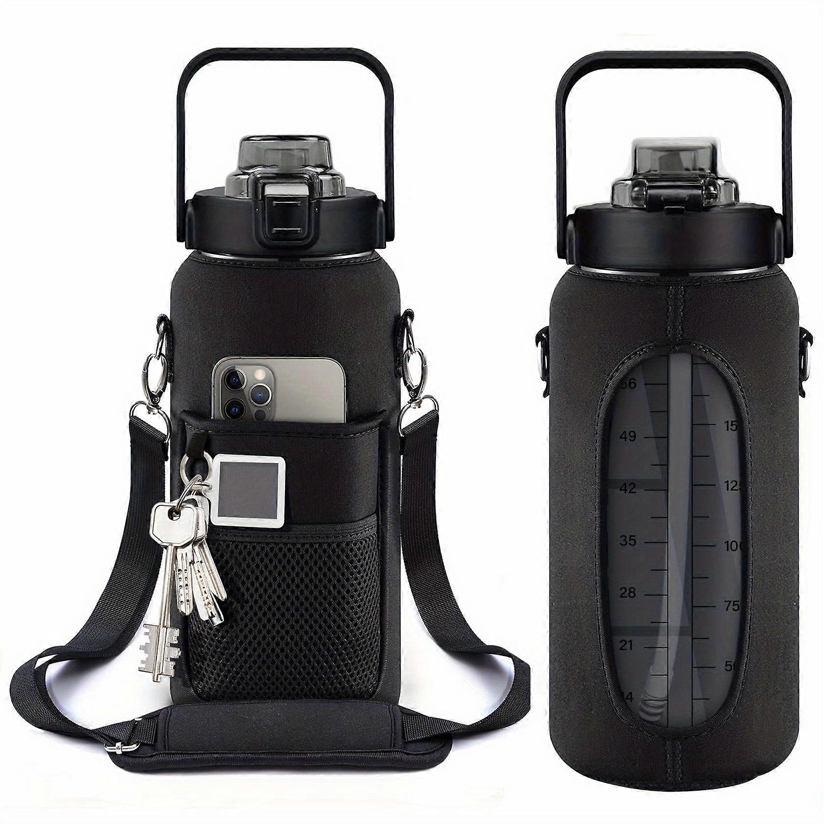 1pc Leakproof Insulated Water Bottle with Straw & Chug Lid - Durable with Storage Sleeve, Easy Carry Handle for All-Day Hydration - Perfect for Sports