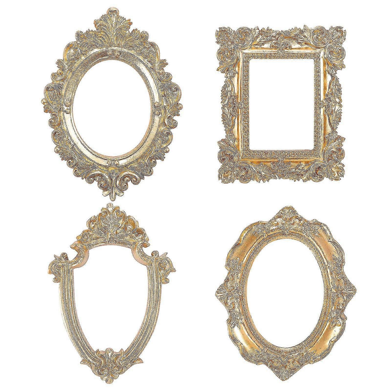 Antique Photo Frame Set - Vintage Picture Frames for Wall Hanging and Table Top Display (4 Pcs)