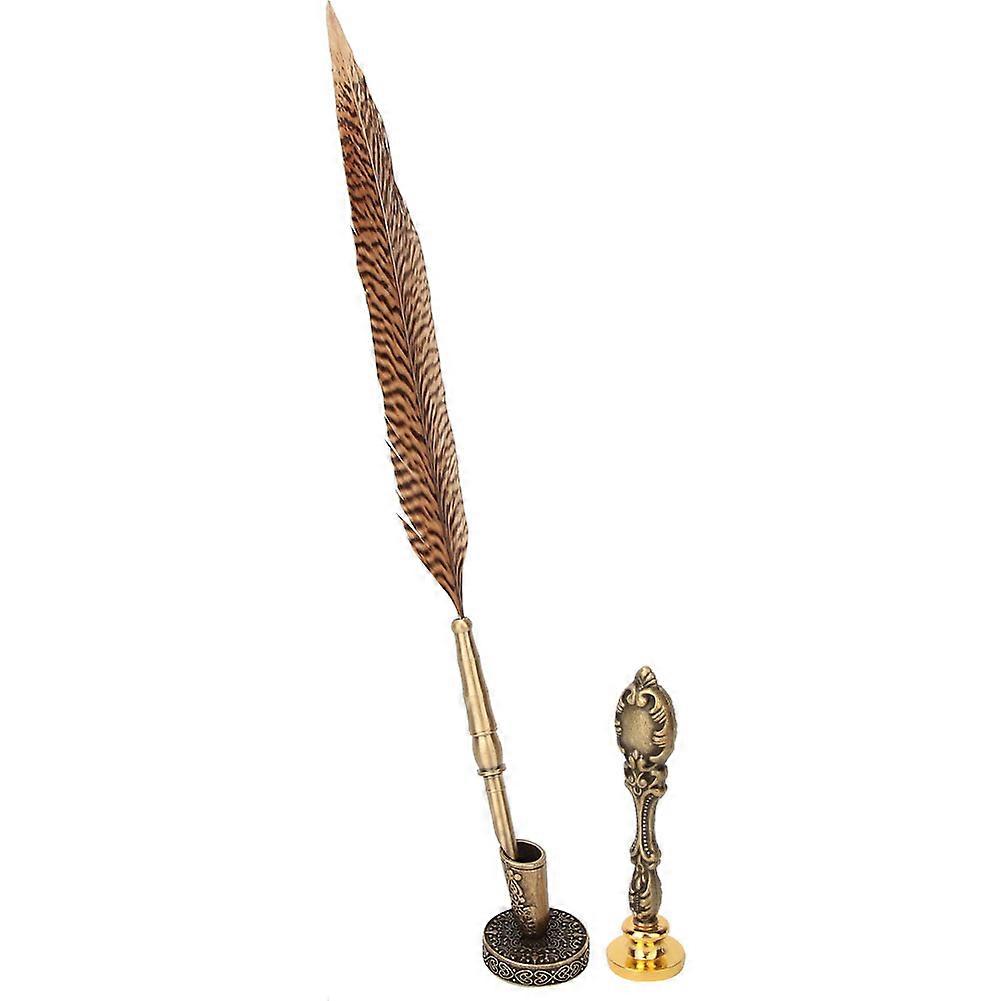 Stainless Steel Nibs Dip Writing Feather Pen Set with Wax and Packing Box Retro European Style