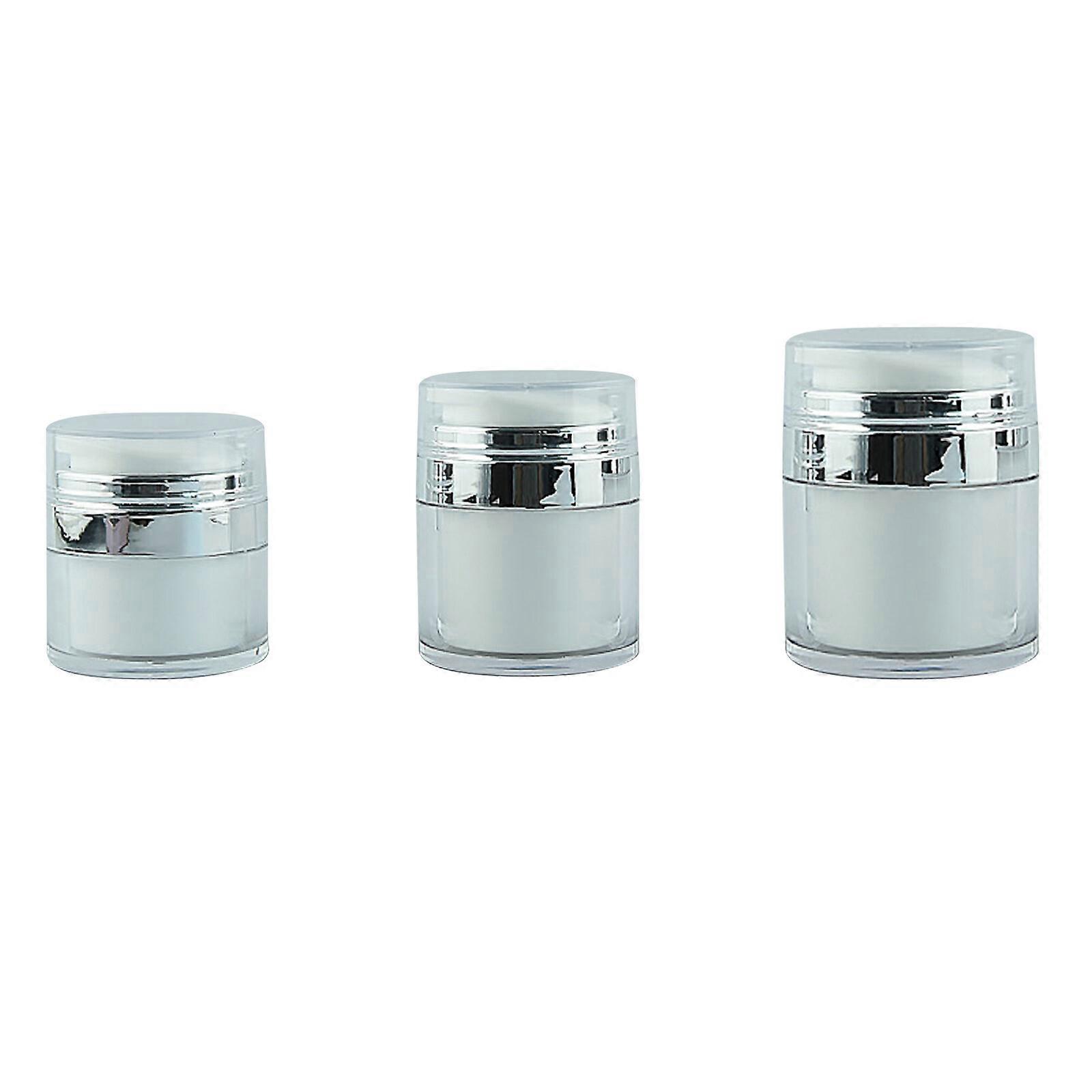 3Pcs Cream Empty Airless Lotion Container, 15g+30g+50g Vacuum Bottle Acrylic Cans Press Cream Jar Kit