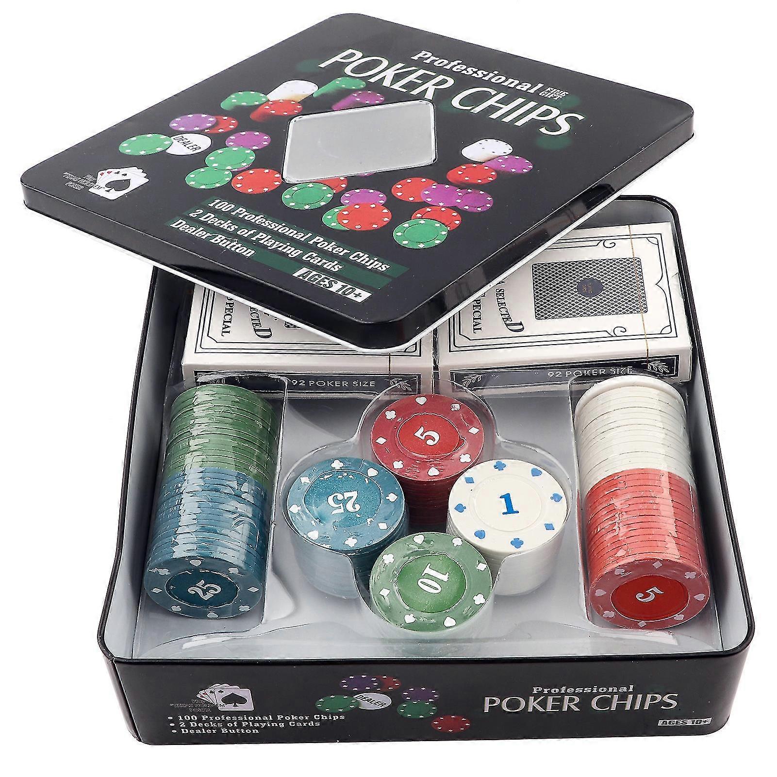 100PCS Poker Chips Portable Carrying Case for Texas Holdem and Black Jack