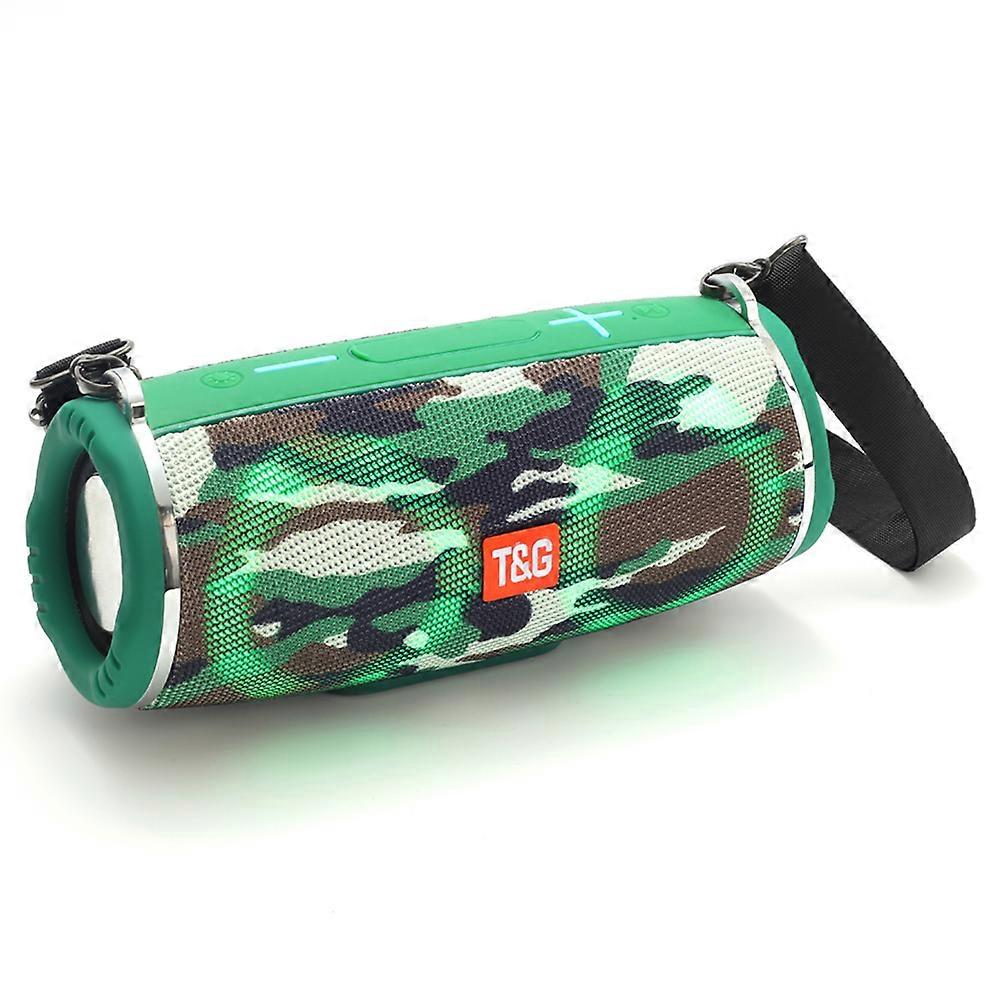 T&G RGB Light Bluetooth Speaker High Power Waterproof Wireless Speaker Support FM/TF Portable Subwoofer Speaker with Shoulder Strap for Laptops (CE)
