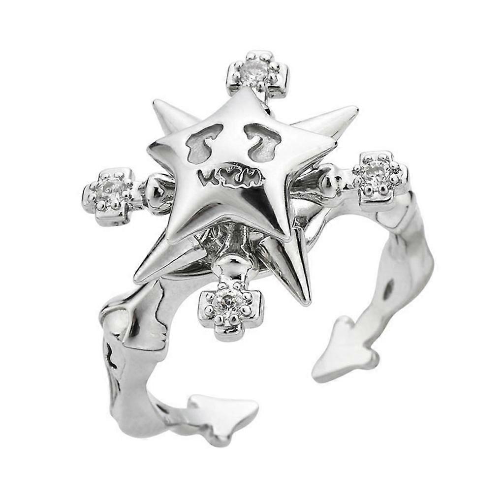 Silver Color Star Zircon Rotatable Open Ring Drop Shipping Party Gift