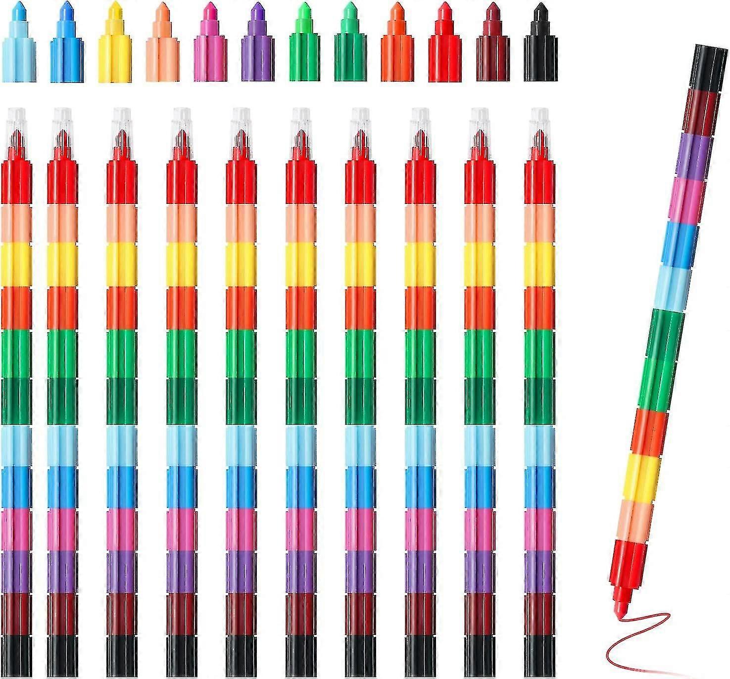12 X Stacking Crayons, Colouring Pencils Rainbow Point Crayons, Stacking Crayons Pencil Crayons For Kids, Colouring Pencils Set Painting Drawin