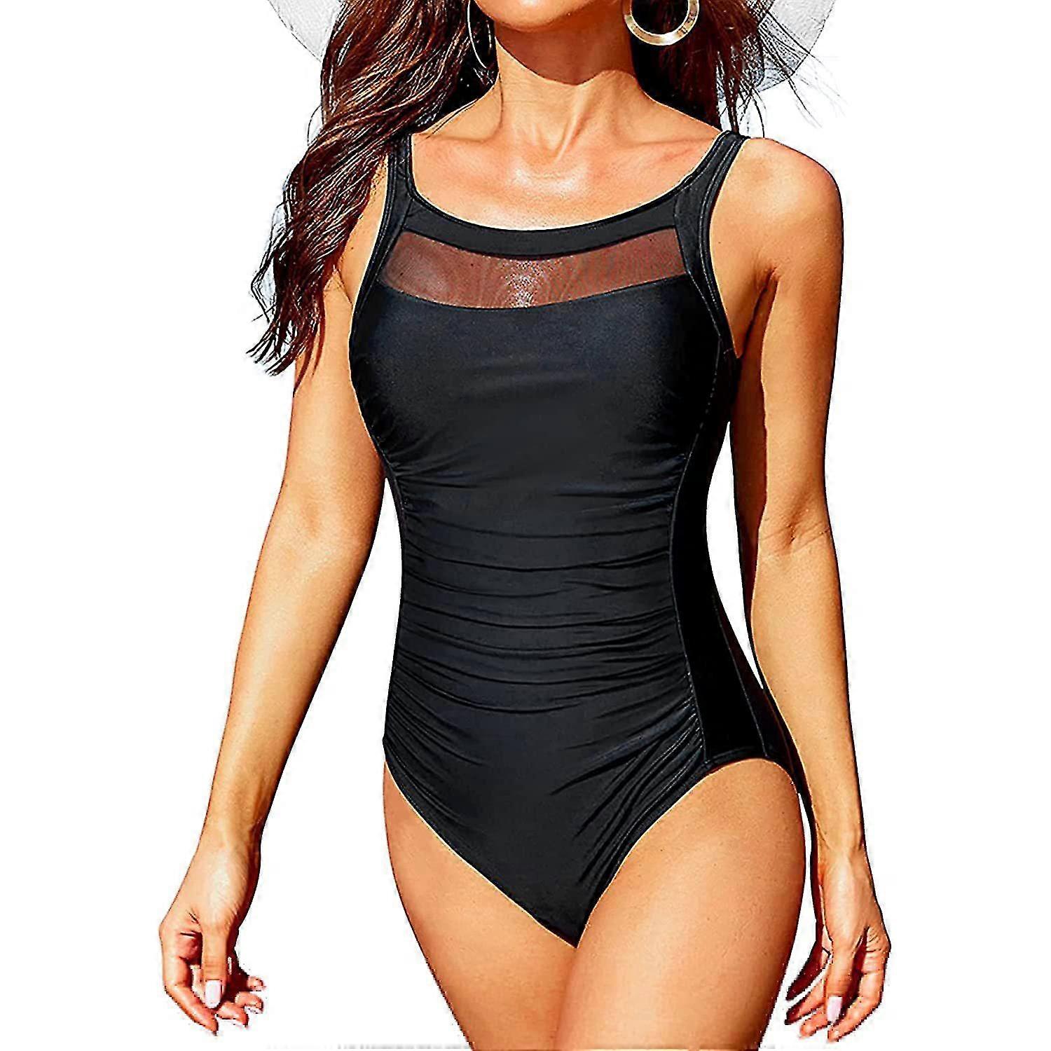 Femmes One Piece Mesh Maillots de bain Vintage Tummy Control Maillots de bain
