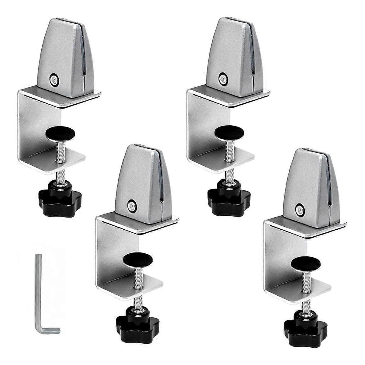 Aluminum Adjustable Sneeze Guard Support Clip No Punch Partition Clip for 1/8 to 1 Inch Panels Suitable for Acrylic B