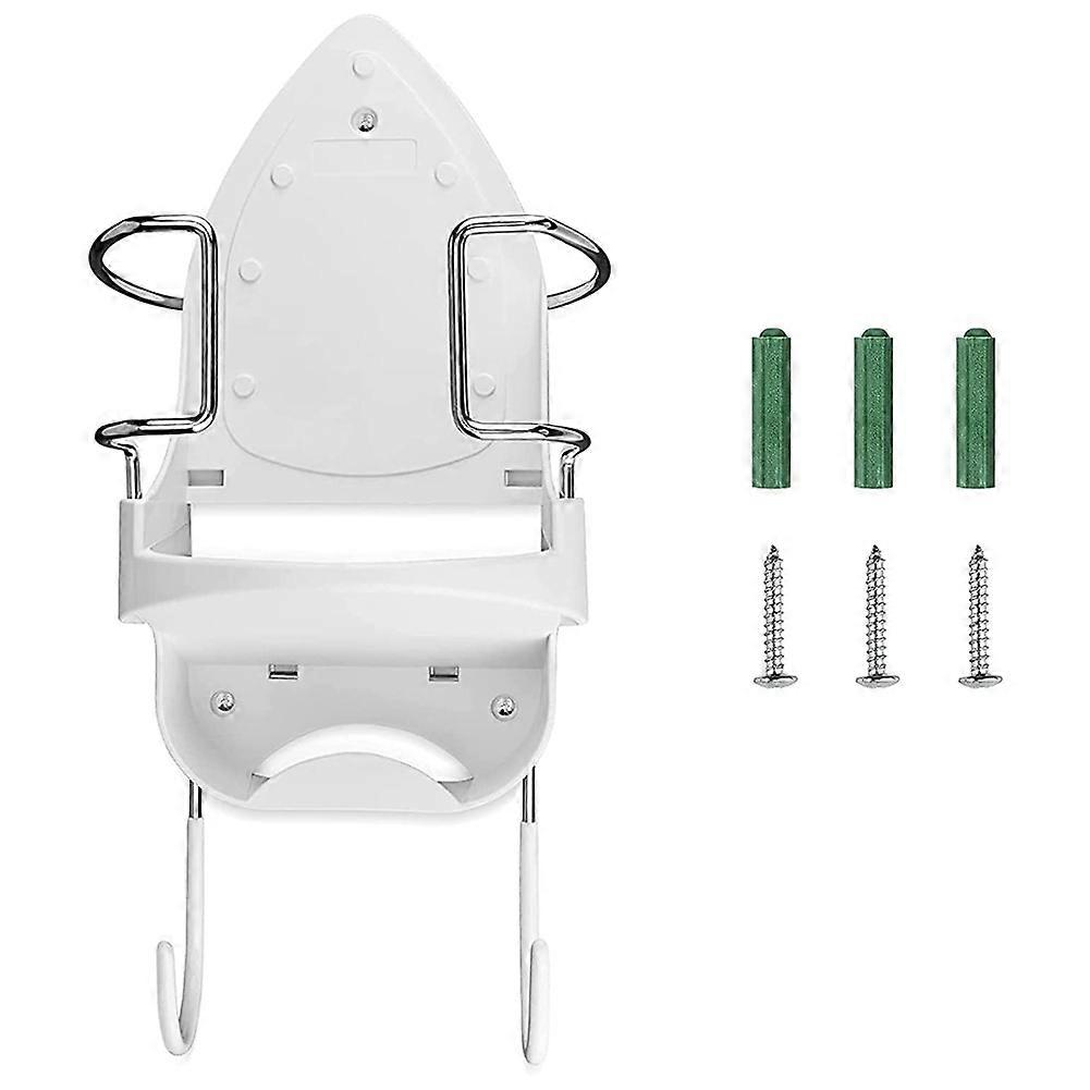 Iron Board Hanger Wall Mount Electric Iron Holder Iron and Ironing Board Storage Organizer Shelf with Removable Hooks -2