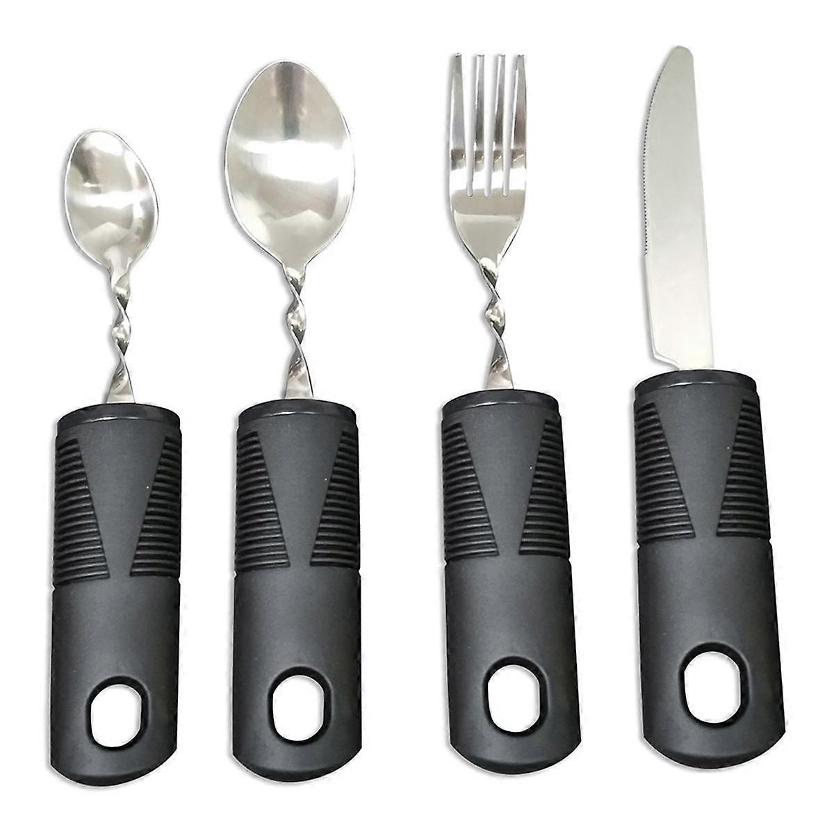4pcs biegsames Besteck Behinderte Utensil Erwachsene gewichtete Utensilien Ältere gebaute Erwachsene Adaptive Geschirr Gadgets