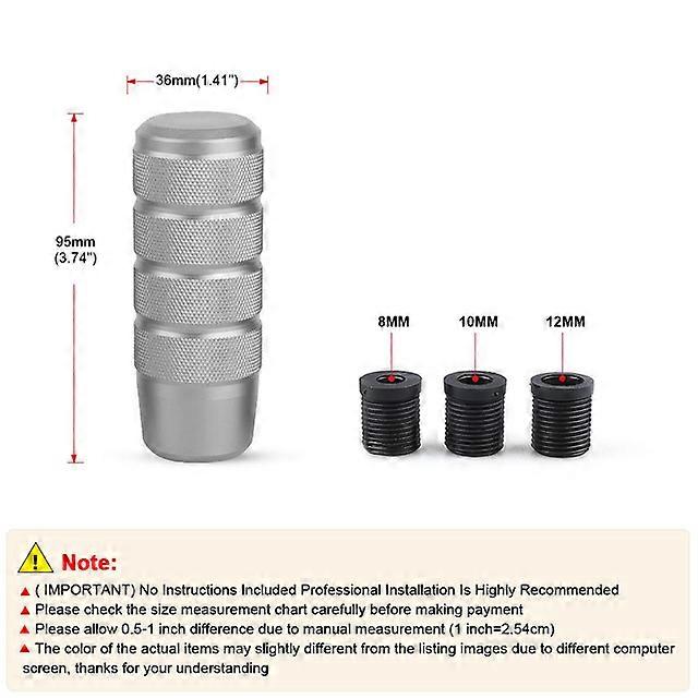 95mm Non-Slip Gear Shift Knob M8 M10 M12 Car Manual Transmission Aluminum Knurled Shifter Lever Knob JDM