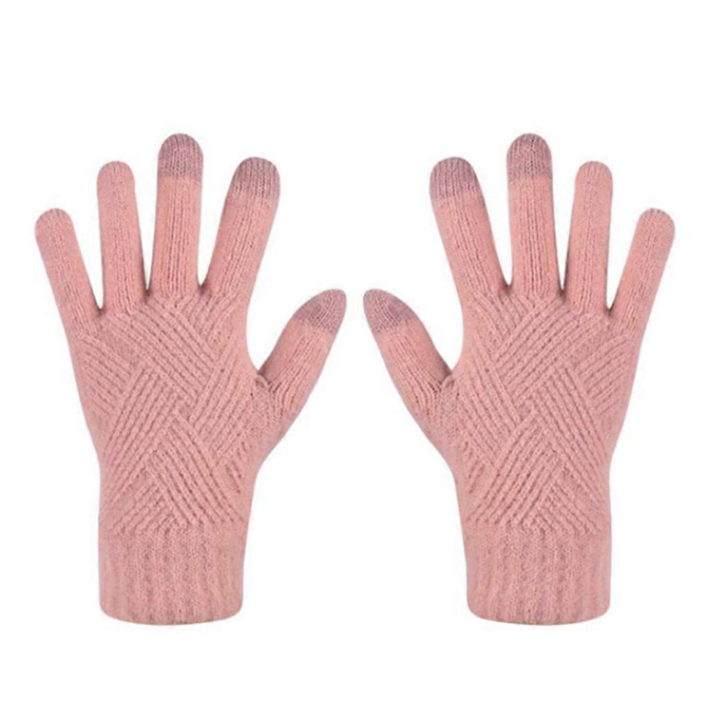 Solid Color Argyle Pattern Gloves Winter Warm Full Finger Touchscreen Gloves