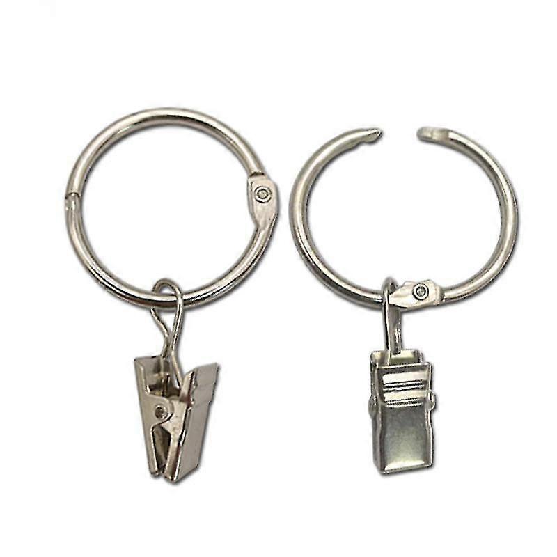 38 Pack de metal anéis de cortina abriveis com grampos, 1,22 polegadas de diâmetro interno, branco
