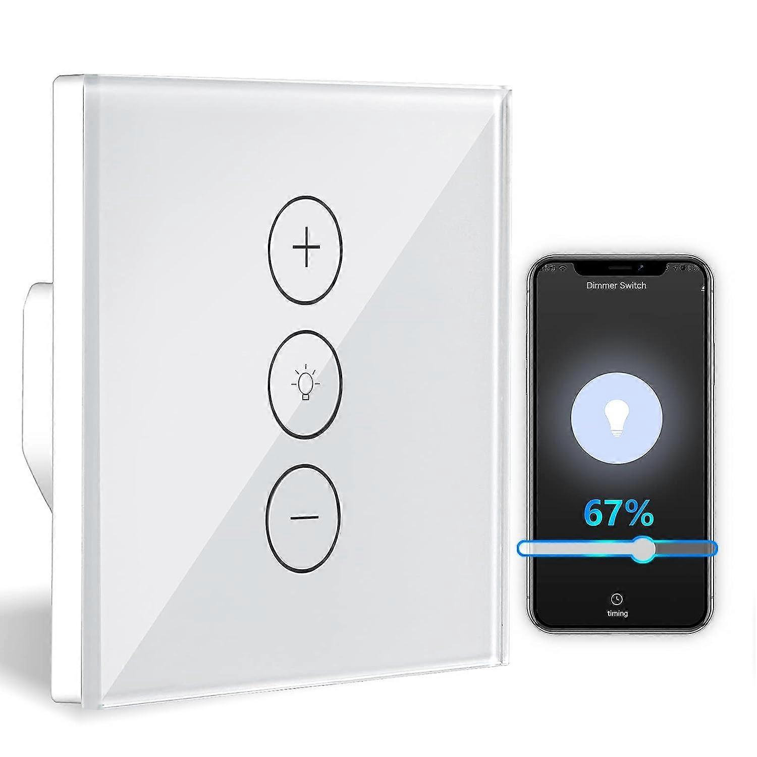 Dimmerschakelaar, procentuele functie WiFi-lichtdimmer met timingfunctie, WLAN-spraak-APP-bediening Inbouwverlichtingsdimmer