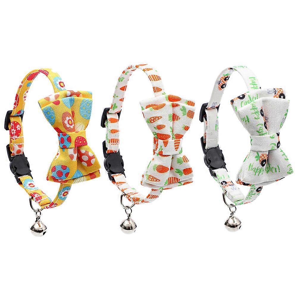 3pcs Easter Pet Bowtie Collar Pet Bell Collier Réglable Collier Chaton