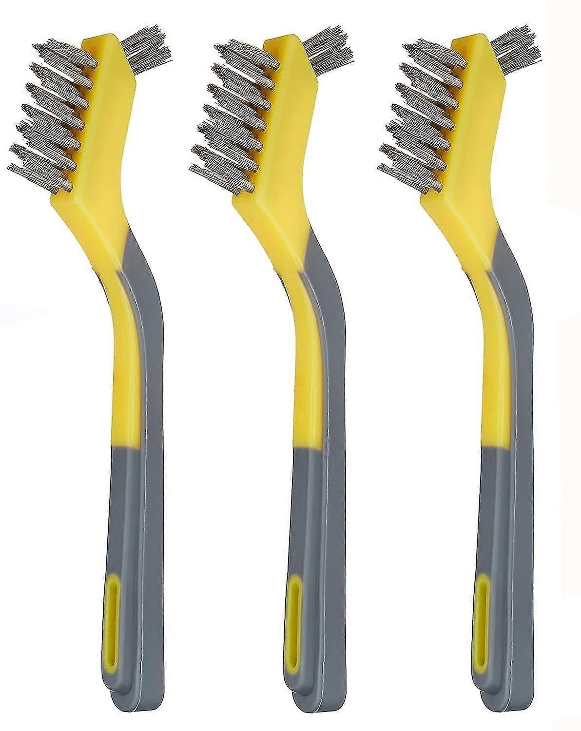 3 pices, mini-brosses en acier inoxydable avec une poigne ergonomique, Noir, jaune
