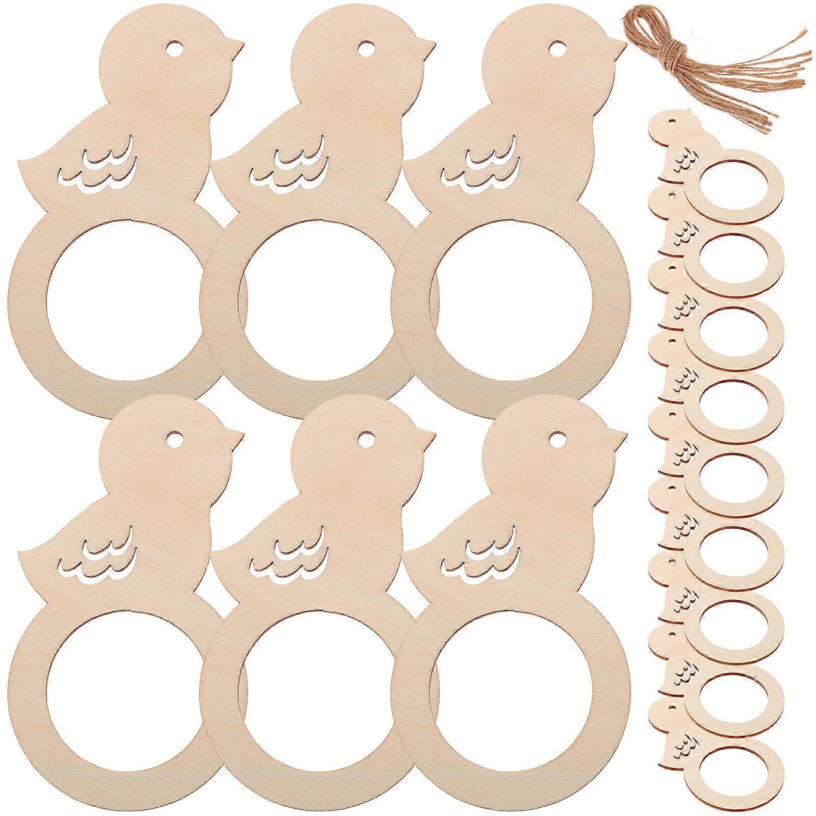 20pcsイースターパーティーナプキンリング木製の鳥の形をした未塗装のナプキンバックル