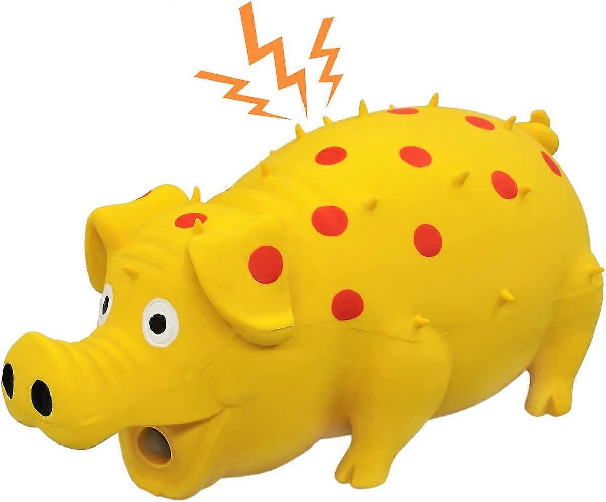 Dog Squeaky Toy, Dots Latex Dog Chew Toys with a Oinks Sound Squeaker Grunting Pig Dog Toy Durable Self Play 8" Dog Squeeze Toy for Dental Biting Chas