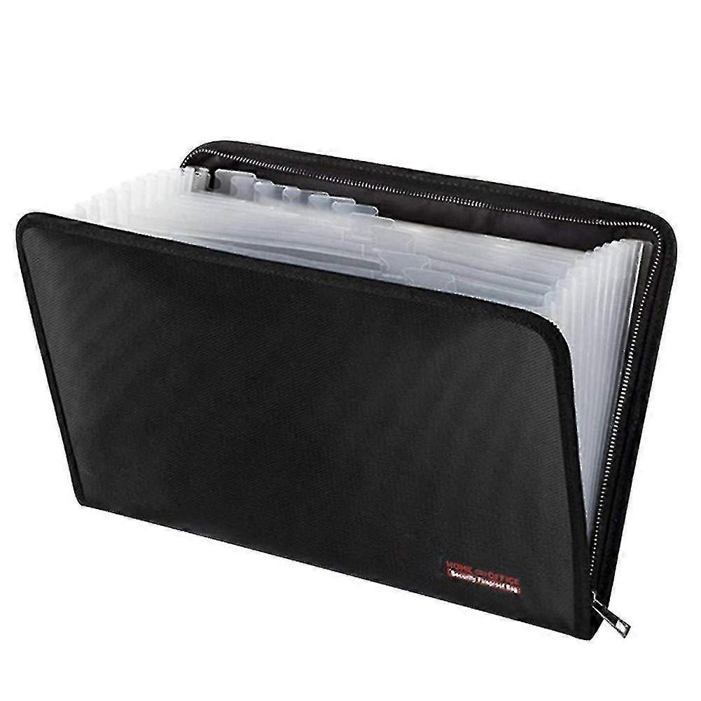 Fireproof Waterproof File Folder Money Document Bag With 12 Pockets Zipper Closure