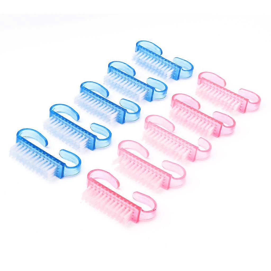 10Pcs Plastic Handle Nail Brushes Fingernail Cleaning Manicure Tools Accessories