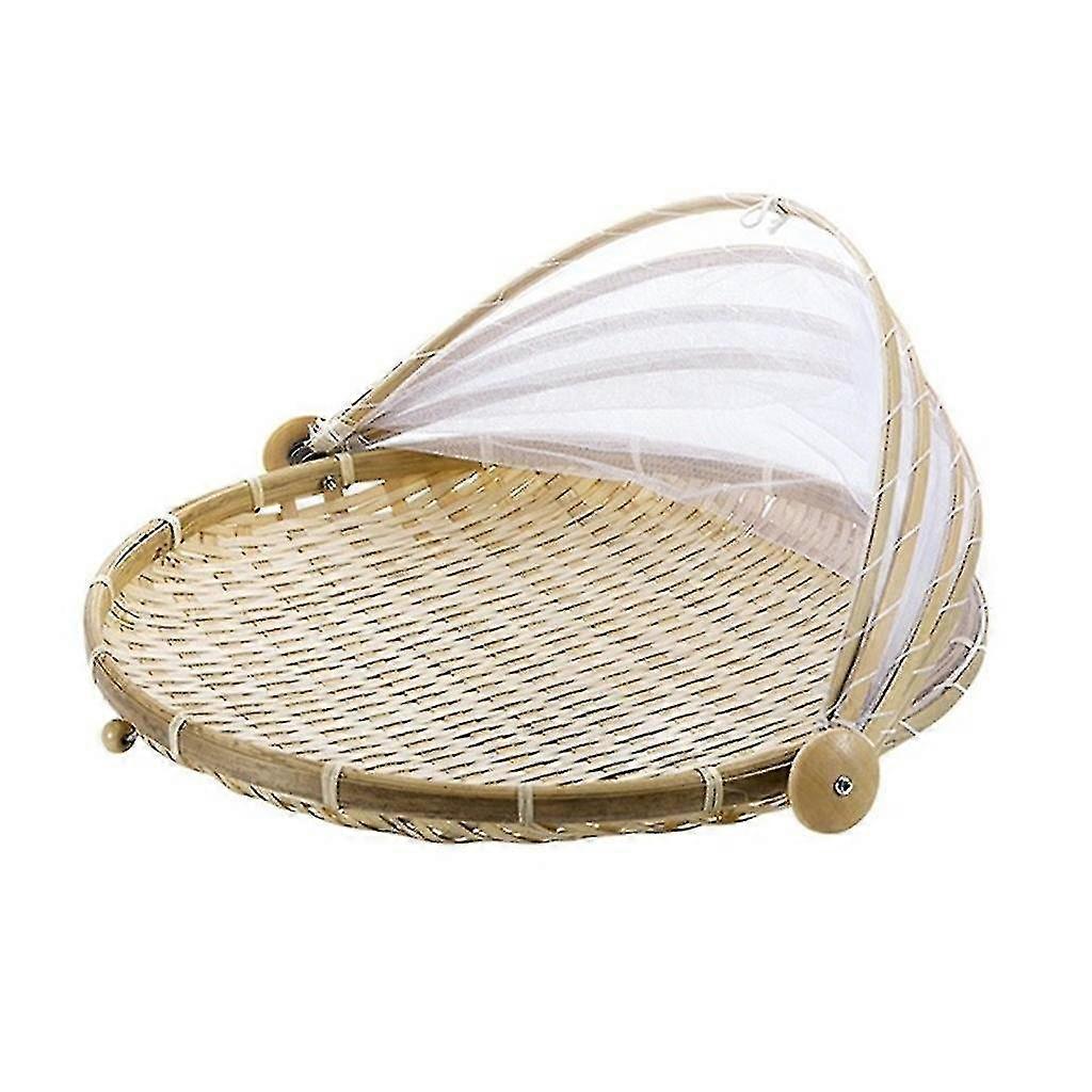 Handgeflochtener Futterkorb Netzgarnkorb mit Gaze Insektensicherer Trockenkorb