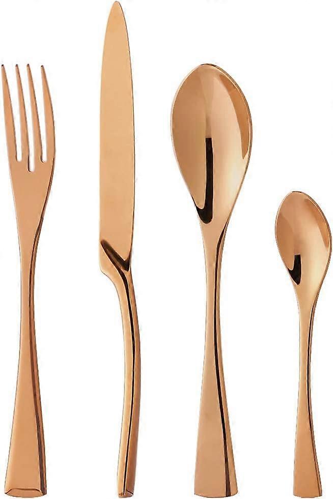 4pcs Flatware Set Including Fork Spoons Knife (Rose Golden)