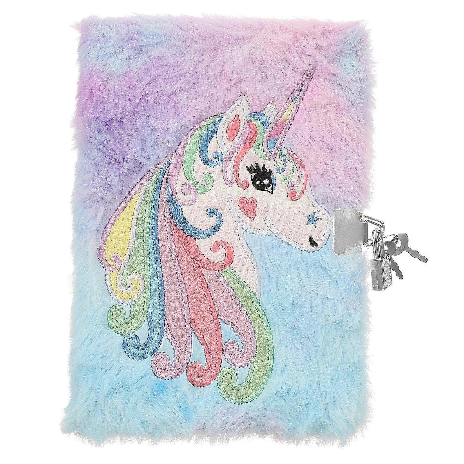Plush Dairy Cartoon Notebook Unicorn Cover Dairy Girl Notebook Lockable Notebook