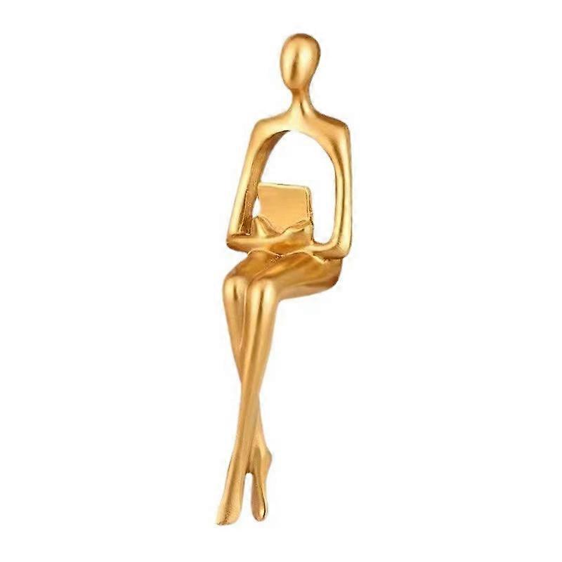 Golden Abstract Bookshelf Figures, 3 Pack Thinker Statues Collectible Figurines