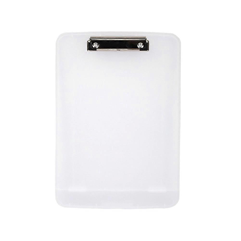 Plastic A4 Clipboard File Clip Hardboard Paper Holder Memo Folders Board Pencil A4 Paper Container Box for Home School Office (Transparent)
