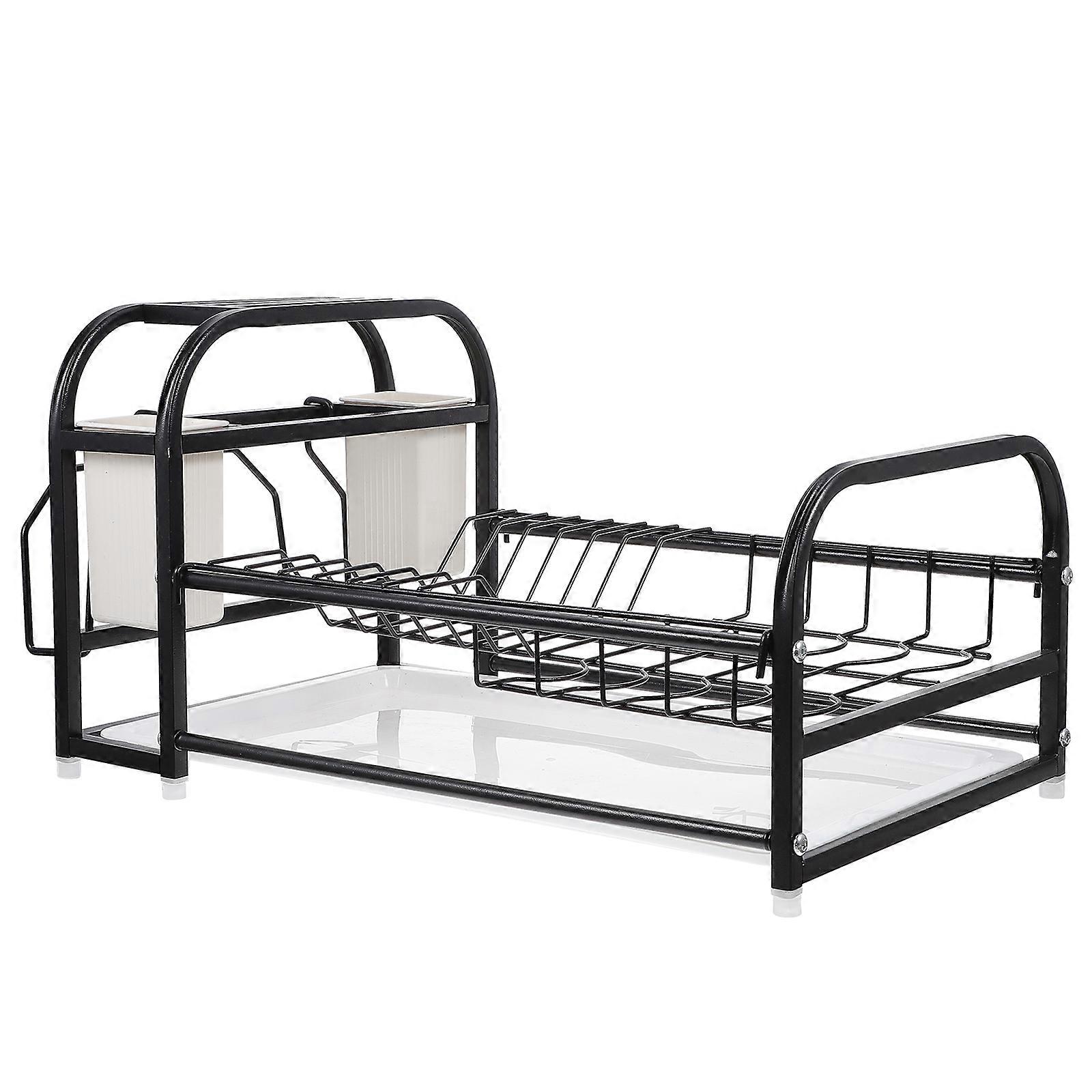 1 pz Ciotola Piatto Scaffale Scaffale Cucina Piatto Scolapiatti Fornitura Da Cucina (Nero)