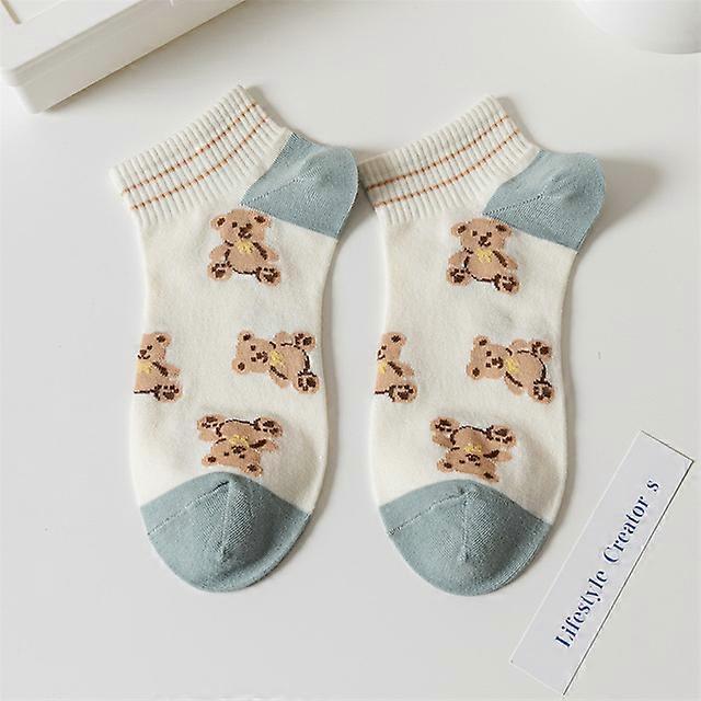 Kawaii גרביים נשים' s גרביים נמוכות גרבי רוח קריקטורה חמודה יפנית אביב וקיץ דוב דק גרבי כותנה -001, מידה אחת