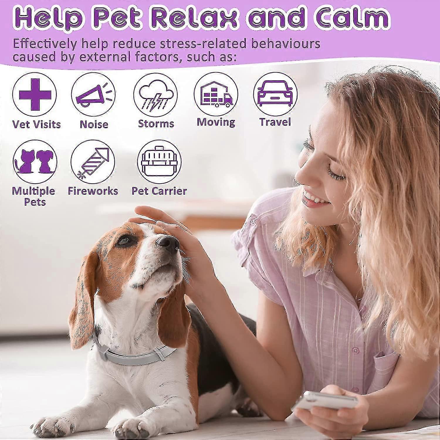 Calming Collar For Dogs Cats,adjustable Anxiety Relief Pheromone Calming Collars 60 Days Efficient Relieve Stress&relax For Small Medium Large Pets