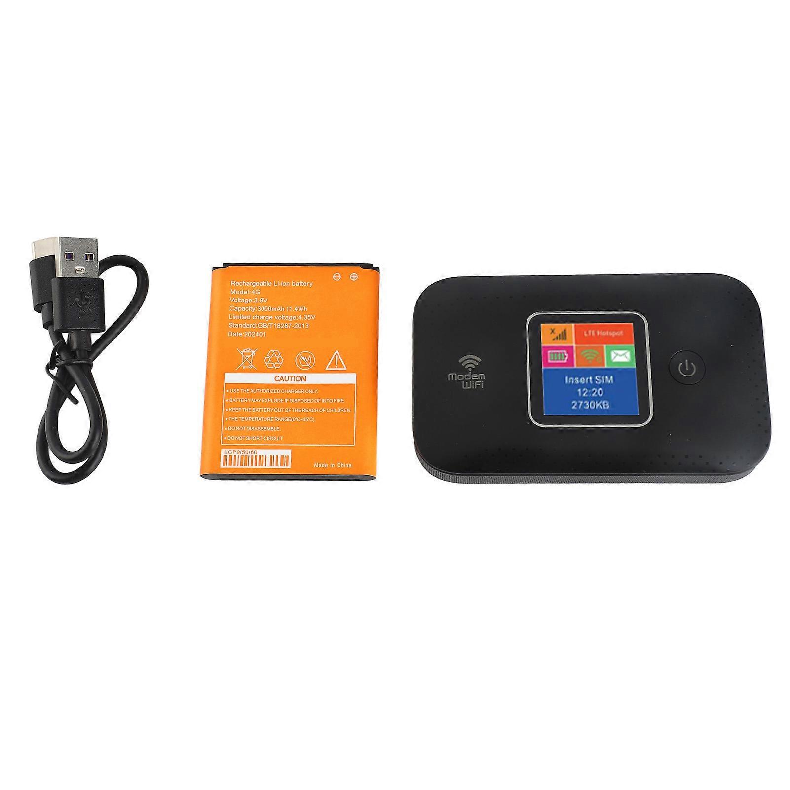 4G LTE 300Mbps Portable Router, 10 Users, with SIM Card Slot, Color Display, for Europe, Africa, Asia and Middle East, Black