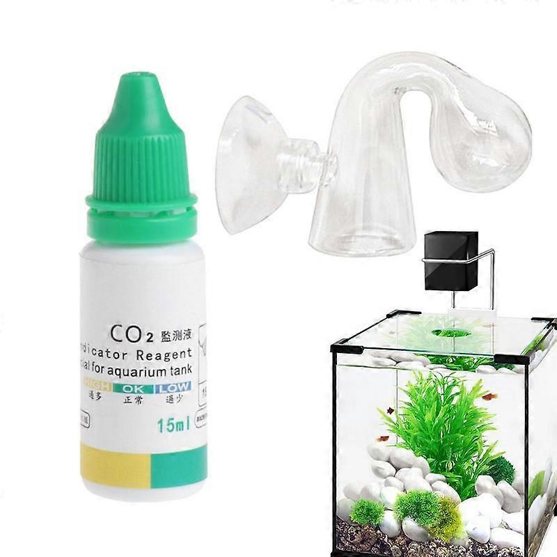 Aquarium CO2 Indicator DIY Fish Tank Glass Liquid Tester Monitor Plants Grass CO2 System Concentration Drop Checker Kit 15ml