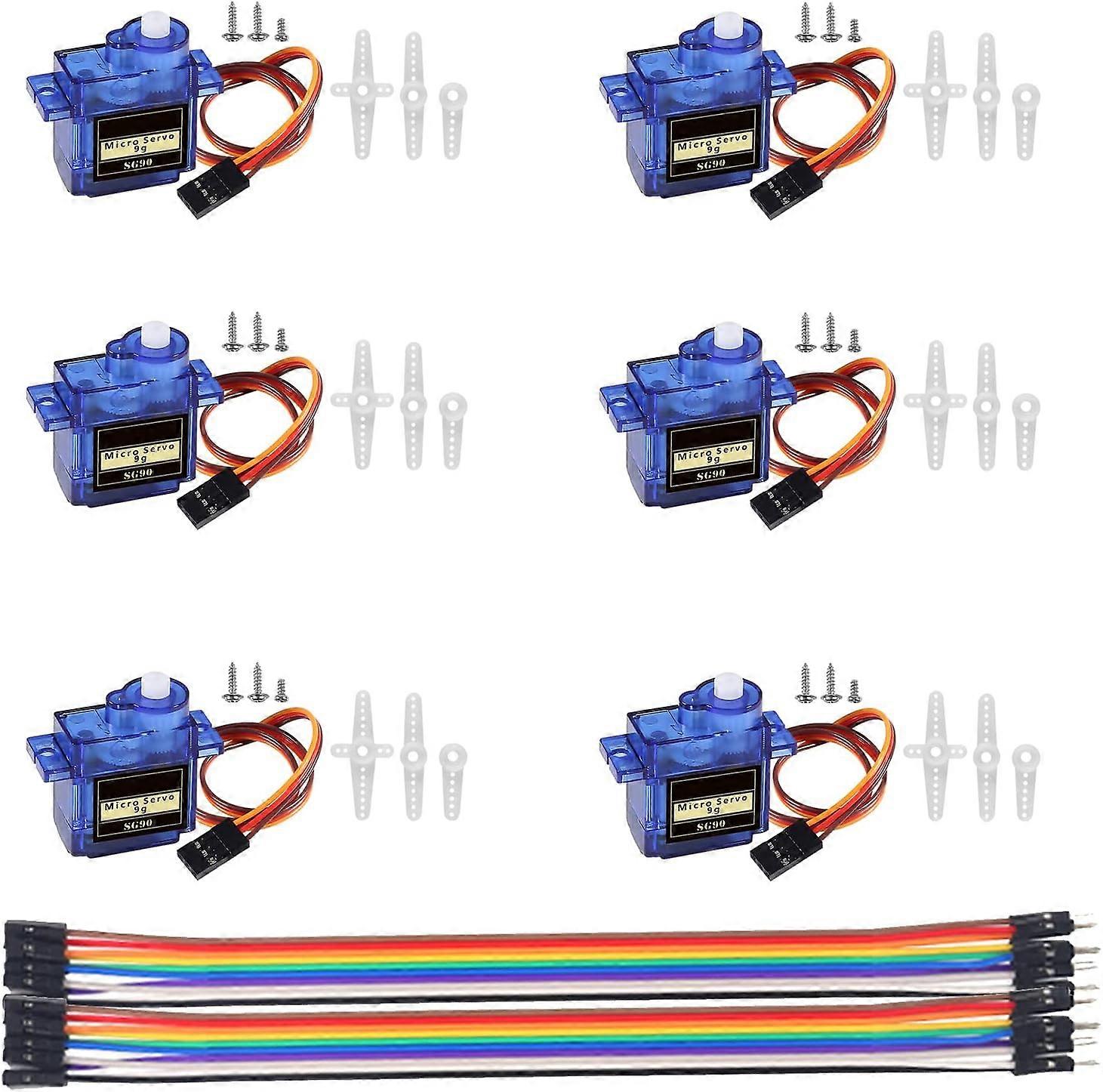 NN 6 stks SG90 9G Micro Servo Motor Kit voor RC Robot Arm Wandelen Helikopter Vliegtuig Auto Boot Controle met Dupont Kabel MF