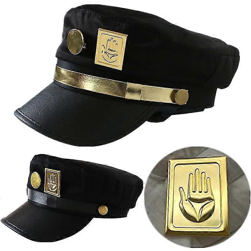 Jojo's Bizarre Adventure Kujo Jotaro Cosplay Cap Unisex Erwachsene Metal Badge Hut Requisite