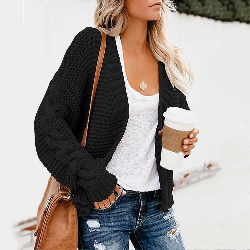 New Black Women's Warm Woolen Short Coat Jacket