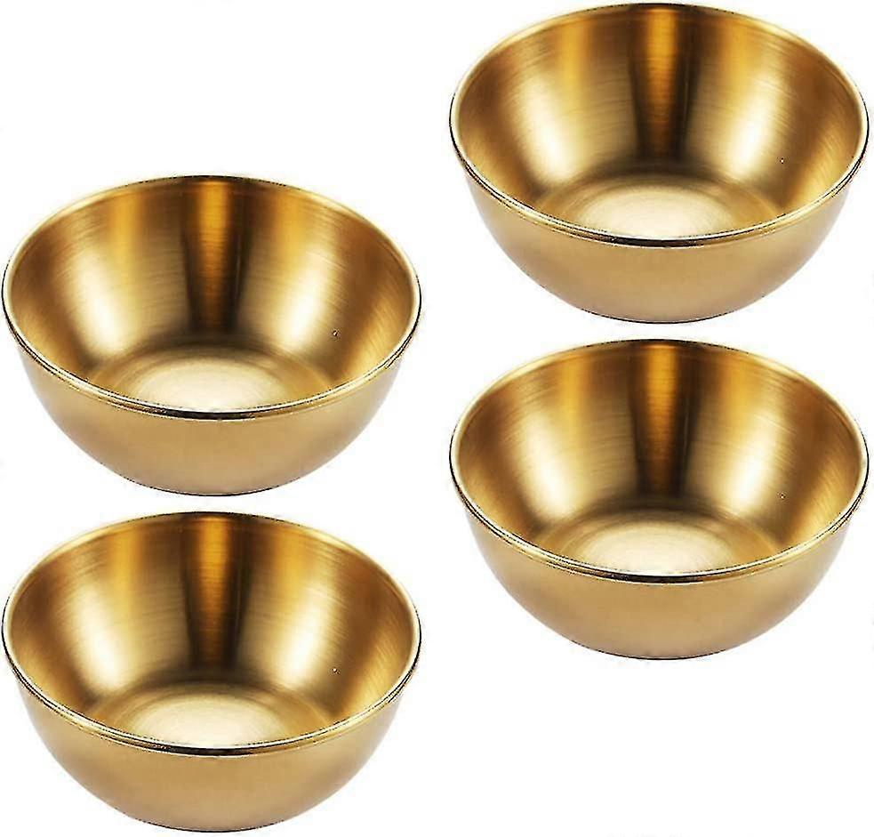 4 stykker rustfrit stål runde mini skåle Husholdnings krydderifad (guld) (4-d-w)