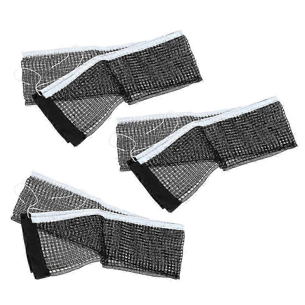 3PCS Portable Outdoor Table Tennis Replacement Net Nylon Regulation Pong Net without Post (Black)