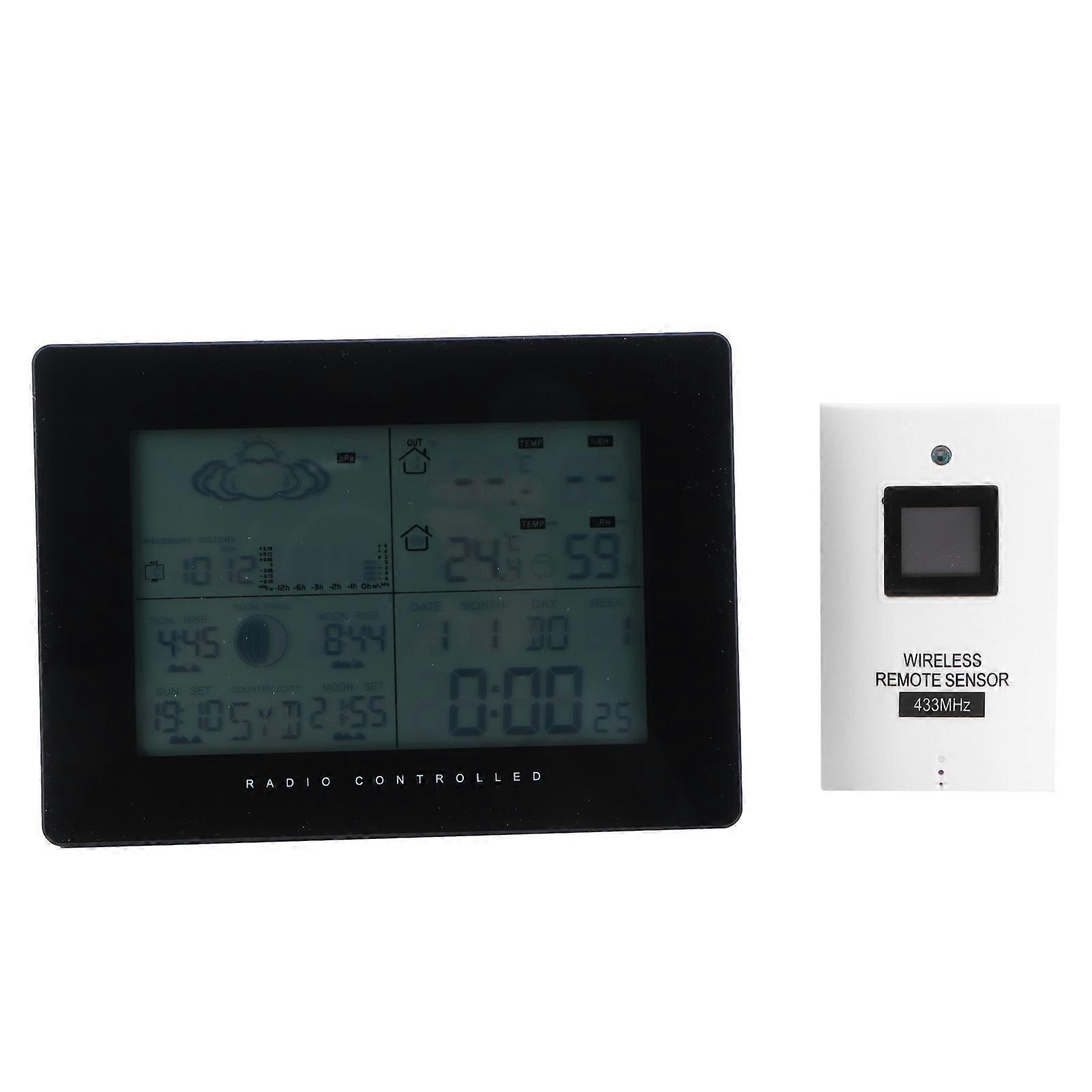 WS5019 Thermometer Hygrometer Clock RF 433MHz Wireless Digital Temperature Humidity Meter