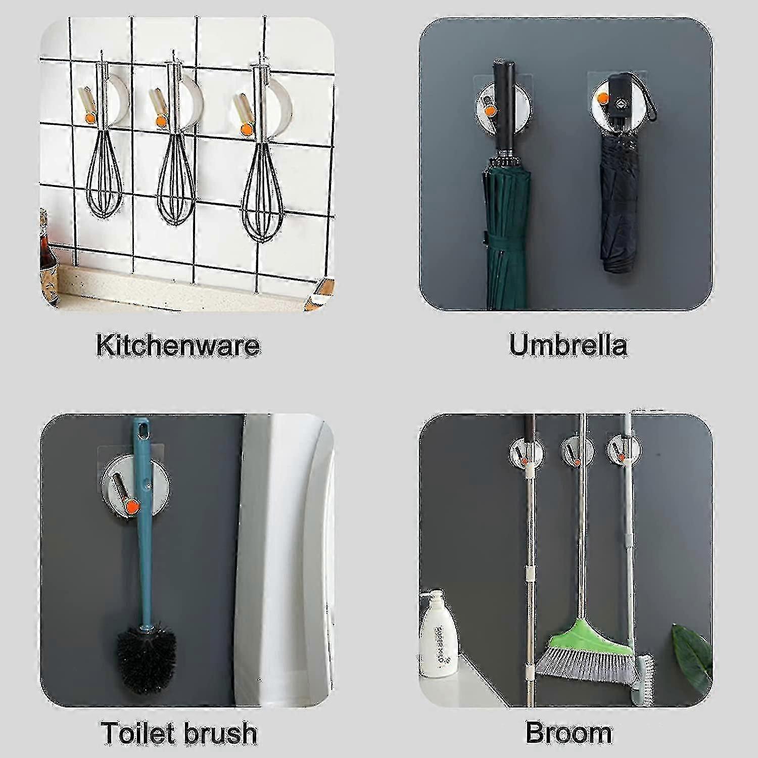 フック壁掛けオーガナイザーモップホルダーほうき自己接着壁掛け収納ラックほうきとモップ用多機能ほうきクローゼット用