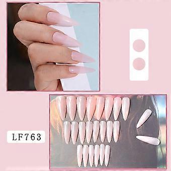 Uñas postizas francesas de color rosa sólido impermeables resistentes a los arañazos modelos de pegamento