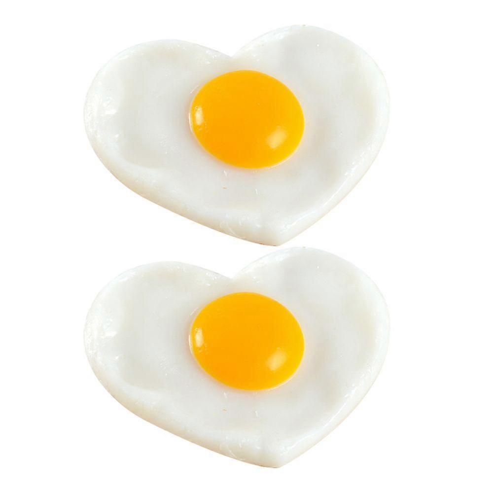 2pcs Artificial Fried Egg Realistic Heart Fried Egg Model Fake Food Models